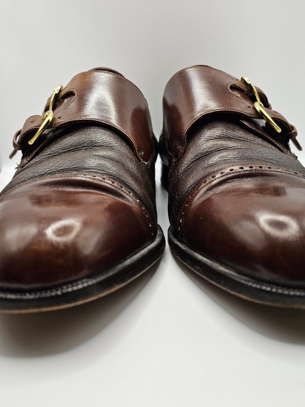 Mezlan Portofino Double Monk Strap Shoes Burgundy Mens 12 W